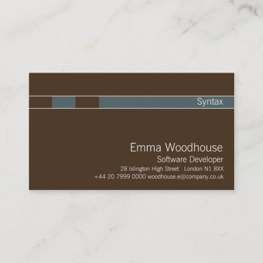 チョコレート色の構文法及び士官候補生の青 名刺 (正面)