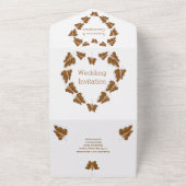 チョコレート色蝶デザイン結婚ズ オールインワン招待状 (外側)