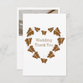 チョコレート色蝶デザイン結婚ズ サンキューカード (正面/裏面)