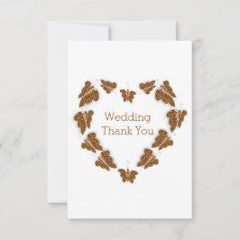 チョコレート色蝶デザイン結婚ズ サンキューカード