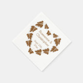 チョコレート色蝶デザイン結婚ズ スタンダードカクテルナプキン (角)