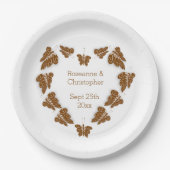 チョコレート色蝶デザイン結婚ズ ペーパープレート (正面)