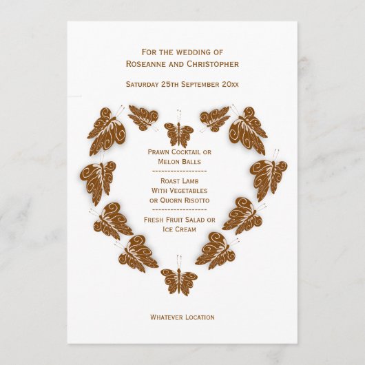 チョコレート色蝶デザイン結婚ズ メニュー (裏面)