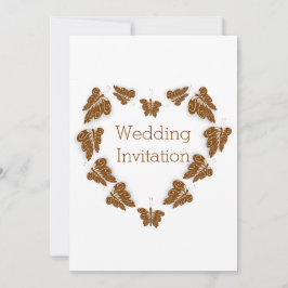 チョコレート色蝶デザイン結婚ズ 招待状