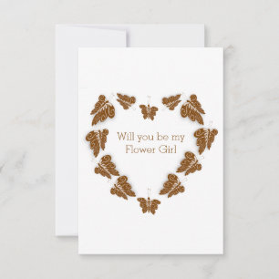チョコレート蝶デザインフラワーガールリクエスト 招待状