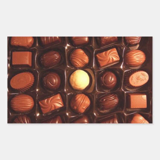 チョコレート角型シールの箱 長方形シール (正面)