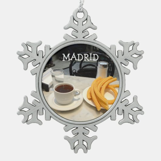 チョコレート詐欺のchurros スノーフレークピューターオーナメント (正面)