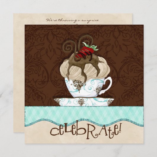 チョコレート誕生日のパーティの招待状を祝って下さい 招待状 (正面/裏面)