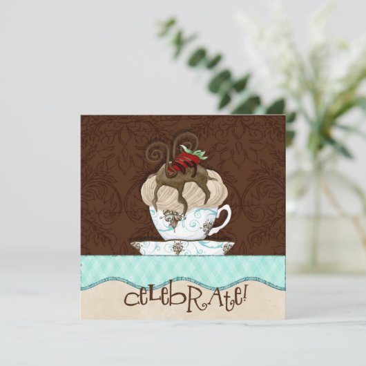 チョコレート誕生日のパーティの招待状を祝って下さい 招待状 (スタンド正面)