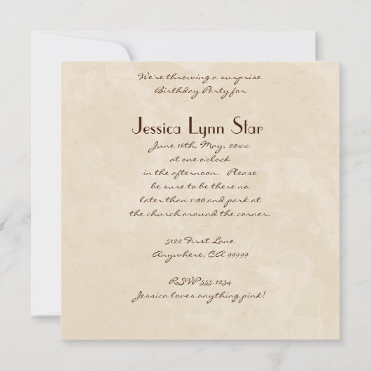 チョコレート誕生日のパーティの招待状を祝って下さい 招待状 (裏面)