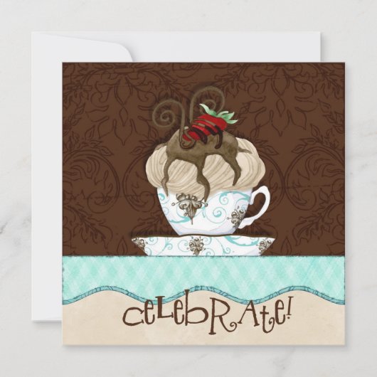 チョコレート誕生日のパーティの招待状を祝って下さい 招待状 (正面)