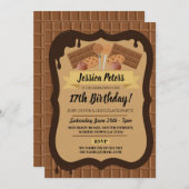 チョコレート誕生日スウィートファウンテンテーマガールズ 招待状 (正面/裏面)