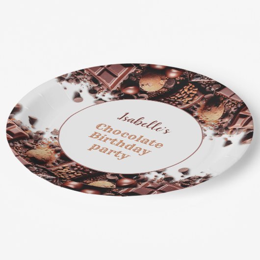 チョコレート誕生日パーティー ペーパープレート (アングル)