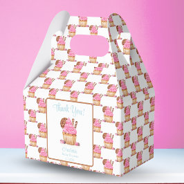 チョコレート赤ちゃんシャワー付き水色ピンクカップケーキ フェイバーボックス