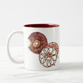 チョコレート釉薬振り掛け水彩ドーナツ ツートーンマグカップ