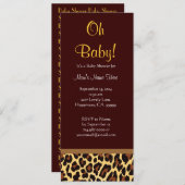 チョコレート金ゴールドのヒョウのプリントの中立ベビーシャワー 招待状 (正面/裏面)