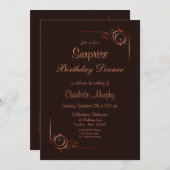 チョコレート金ゴールドフローラサプライズ誕生日ディナー 招待状 (正面/裏面)