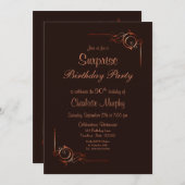 チョコレート金ゴールドフローラサプライズ50thバースデーパーティー 招待状 (正面/裏面)