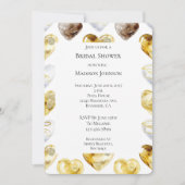 チョコレート金ゴールドホワイトハートブライダルシャワー 招待状 (正面)