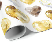 チョコレート金ゴールドホワイトハート誕生日 ラッピングペーパー (ロールコーナー)