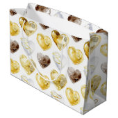 チョコレート金ゴールドホワイトハート誕生日 ラージペーパーバッグ (裏面アングル)