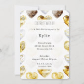 チョコレート金ゴールドホワイトハート誕生日 招待状 (正面)