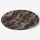 チョコレート金ゴールド渦巻きフローラブライダルシャワー ペーパープレート (アングル)