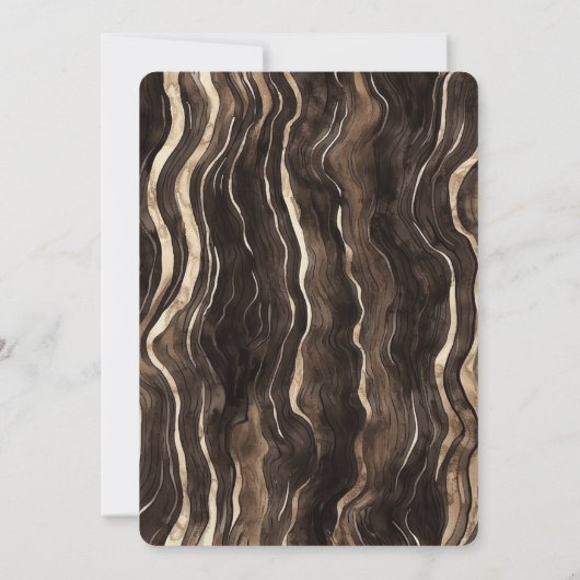 チョコレート金ゴールド渦巻きフローラブライダルシャワー 招待状 (裏面)