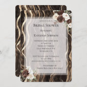 チョコレート金ゴールド渦巻きフローラブライダルシャワー 招待状 (正面/裏面)