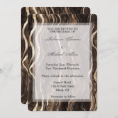 チョコレート金ゴールド渦巻き結婚フローラ 招待状 (正面/裏面)