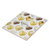 チョコレート金ゴールド白ハート タイル (側面)