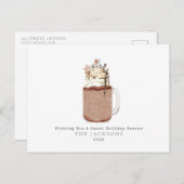 チョコレート雪だるまミルクシェイクスウィートクリスマス シーズンポストカード (正面/裏面)