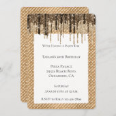 チョコレート アイスクリーム コーン グリッター ドリップス 招待状 (正面/裏面)