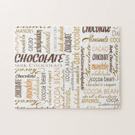 チョコレート、アーモンズ、ダークチョコレートのワードクラウド ジグソーパズル
