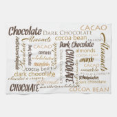 チョコレート、アーモンド、ダークチョコレートのテキストデザイン キッチンタオル (横)