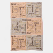 チョコレート、アーモンド、ダークチョコレ文字デザインート キッチンタオル (縦)