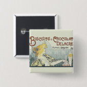 チョコレート アールヌーボー 女性 缶バッジ (正面&裏面)