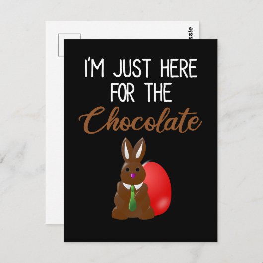 チョコレート・イースター・バニーのおもしろい為に来た ポストカード (正面/裏面)