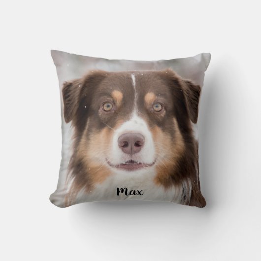 チョコレート・オーストラリア・シェパード・パピー・ドッグ クッション (正面)