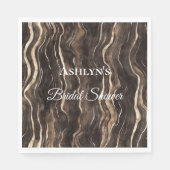 チョコレート ゴールド スワール フラワー ブライダル シャワー スタンダードランチョンナプキン (正面)