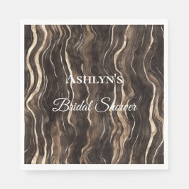 チョコレート ゴールド スワール フラワー ブライダル シャワー スタンダードランチョンナプキン