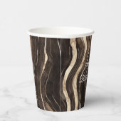 チョコレート ゴールド スワール フラワー ブライダル シャワー 紙コップ (右)