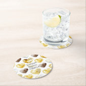 チョコレート ゴールド ホワイト ハーツ ブライダルシャワー ラウンドペーパーコースター (インサイチュ)