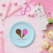 チョコレート&ストロベリーアイスクリームパーティープレート ペーパープレート (パーティー)