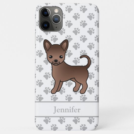 チョコレート+スムースコート+チワワ+漫画の犬+名前 Case-Mate iPhoneケース (裏面)