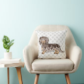 チョコレート&タンダリンゴロングヘアダシュント&ポーズ クッション (椅子)