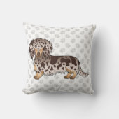 チョコレート&タンダリンゴロングヘアダシュント&ポーズ クッション (正面)