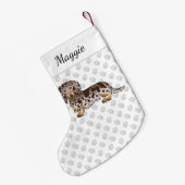 チョコレート&タンダリンゴロングヘアダシュント&名前 スモールクリスマスストッキング (裏面 (吊り時))