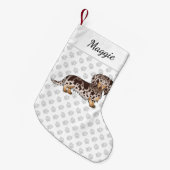 チョコレート&タンダリンゴロングヘアダシュント&名前 スモールクリスマスストッキング (正面 (吊り時))