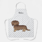 チョコレート&タンロングヘアダシュンドドッグ&ネーム エプロン (正面)
